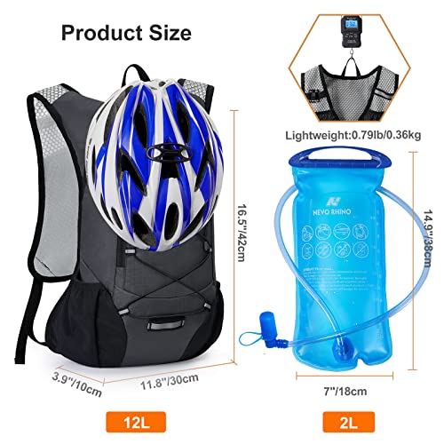 Lightweight Hydration Backpack, Running Backpack with 2L Water Bladder - color: Plaid Dark gray
