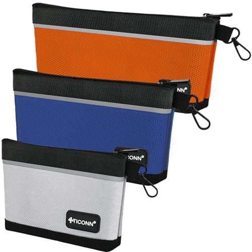 TICONN Tool Pouches with Zipper, 1680D Oxford Small Tool Bags, Waterproof Utility Bag Zipper Pouch for Tool Organizers and Storage (3 Pack Combo) - size: Colored, 3 Pack Combo