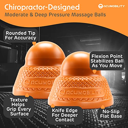 Acumobility Massage Ball Roller 2 Pack - Trigger Point - Massage Balls Massage Roller Ball - Foot Massage Ball - Physical Therapy Ball - color: Orange