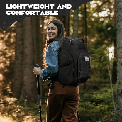 Maelstrom Tactical Backpack for Men, Water Resistant 40L Military Backpack, for Hiking, Camping, Gym with Molle System (Black) - color: A.black