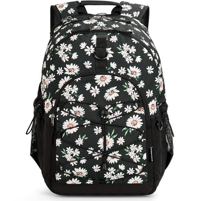 Choco Mocha Daisy Backpack for Teen Girls, Travel School Backpack for Girls Middle School Large Bookbag 18 Inch, Black - color: Daisy Black