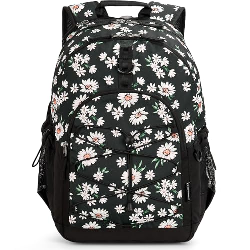 Choco Mocha Daisy Backpack for Teen Girls, Travel School Backpack for Girls Middle School Large Bookbag 18 Inch, Black - color: Daisy Black