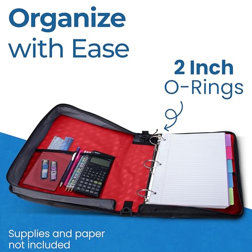 Case-it Zipper Binder | 2-Inch O-Rings | 350-Sheet | LT-007 Fire Engine Red - color: C Fire Engine Red, size: 1 Pack