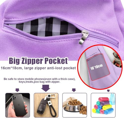 Tomkas Small Dog Sling Carrier - Zipper Pocket & Adjustable Strap - for 3-10 lbs Pets(Light Purple) - color: Light Purple
