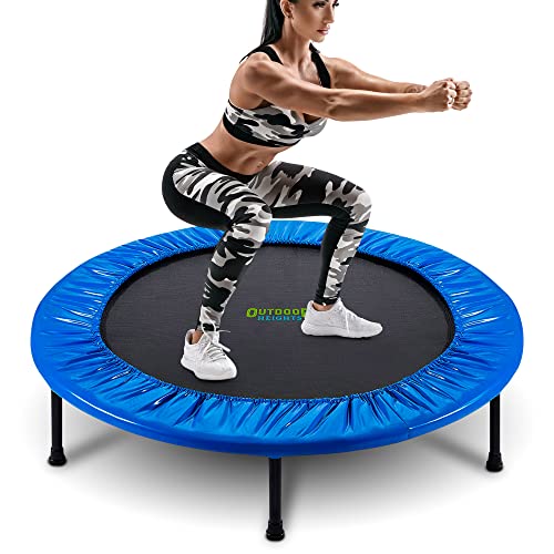 Mini Trampoline, Exercise Fitness Rebounder for Adults & Kids, for Indoor & Outdoor Use, Foldable, Pre-Attached Springs, with Handle, - size: 40 Inch, style: Folds in Half