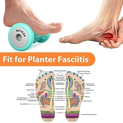 BESKAR Foot Massage Roller for Plantar Fasciitis Relief, Portable Deep Tissue Muscle Massage, Arch and Heel Pain Relief, Trigger Point Therapy Reflexology Tool - color: Green