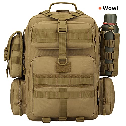 Molle Water Bottle Holder, Tactical Molle Water Bottle Pouch, Tactical Backpack Attachment Pouches - color: Brown