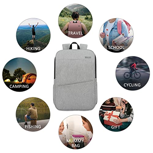 MAXTOP Deep Storage Laptop Backpack Business Anti-theft Backpacks[Water Resistant] College Computer Bookbag Fits 16 Inch Laptop - color: Light Grey, size: 15.6 inch, style: Daypack Backpacks
