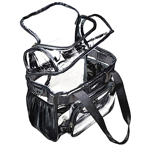 J.CARP Clear Bag Heavy Duty Backpack Durable Transparent See Through Bag - color: Lunch Bag Medium, Black