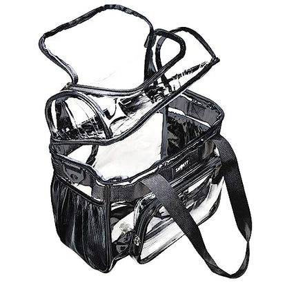 J.CARP Clear Bag Heavy Duty Backpack Durable Transparent See Through Bag - color: Lunch Bag Medium, Black