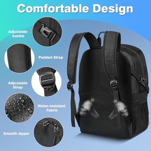 Soccer Bag, Lightweight Soccer backpack with Ball Compartment & Shoe Compartment for Basketball Volleyball & Football, Large and Water Resistant Sports Backpack for Son Daughter Men Women Black &Pink