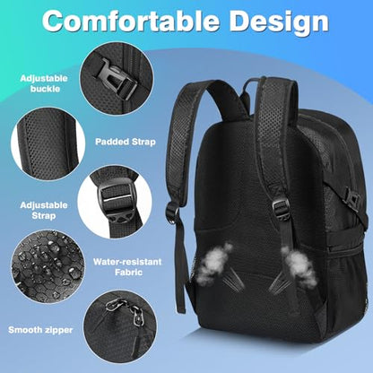 Soccer Bag, Lightweight Soccer backpack with Ball Compartment & Shoe Compartment for Basketball Volleyball & Football, Large and Water Resistant Sports Backpack for Son Daughter Men Women Black &Pink