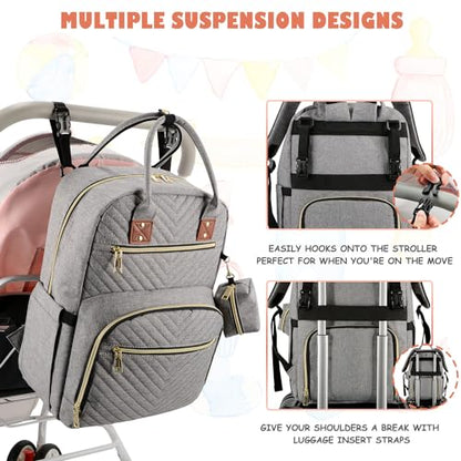 Tenot Baby Diaper Bag Backpack, Travel Diaper Bags for Baby Girl Boy Large Capacity Baby Bag Backpack for Women Grey - color: Grey