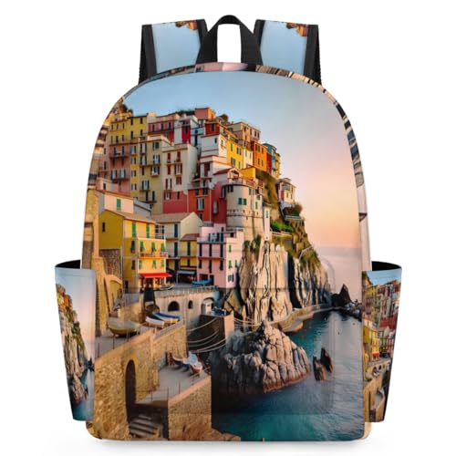 QsirBC City Fun Pattern Small Travel Backpack Casual Daypack Backpacks Lightweight Waterproof College Bookbags for Women Gift