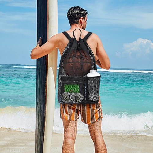 Mildbeer Large Drawstring Backpack for Men Women Athletic Gym Sports Workout Beach Swimming Commuting Travel - color: Black, style: Xl: 25"x14"x6"