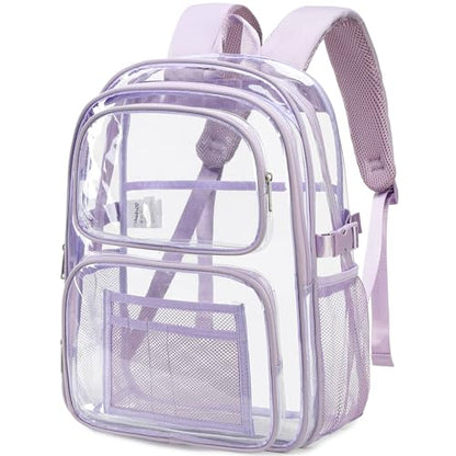 abshoo Large Heavy Duty Girls Clear Backpack for School Bookbag Transparent Multi Pocket Backpacks for Women (Light Purple) - color: Light Purple