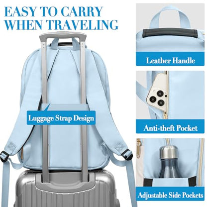 Big Student Backpack College Women Middle High School Teen Girls Bookbag | Cute Daypack,Water Resistant - color: Beige & Lightblue, size: 15.6 Inch