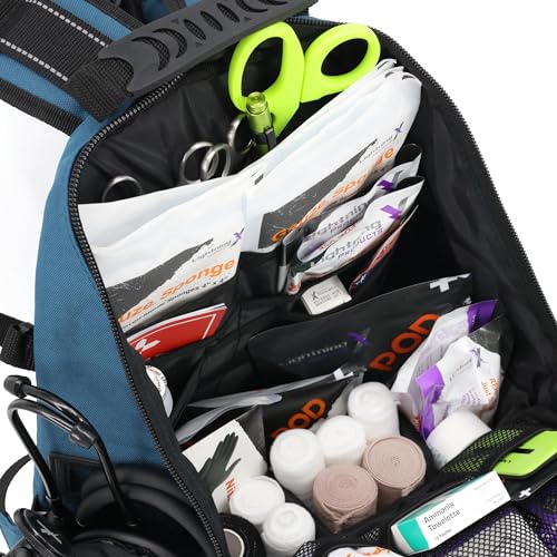 Lightning X First Responder EMT/EMS Backpack Stocked First Aid Supplies Kit B (Navy Blue) - color: Navy Blue Bag W/ Supplies