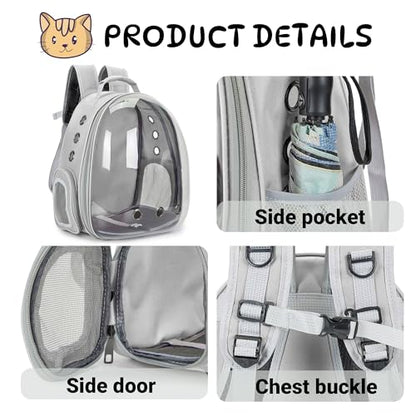 Cat Bubble Backpack Carrier for Small Medium Dogs Cats Carrying Bag, Airline Approved Pet Travel Carrying Bag Dog Hiking Walking Outdoor Backpack (Gray) - color: Gray