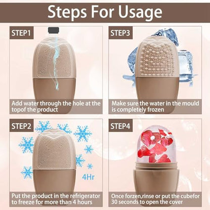 XHJRI Ice Face Roller Massager,Ice Cube Roller for Face, Eyes and Neck Naturally Conditioning and Skin Care,De-Puff Eye Bags,Reduce Migraine Pain,Reusable Massage Silicone Ice Mold (New Coffee) - color: New Coffee