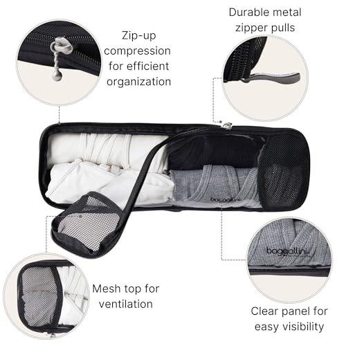 Baggallini Long Compression Cube - Lightweight Compression Packing Cube for Travel - color: Black