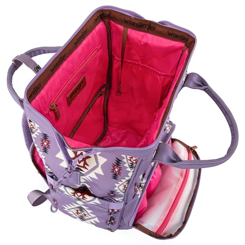 Wrangler Aztec Backpack Organized Daypack Travel Baby Bag with Stroller Strap and Side Bottle Pockets WG2204-9110LV - color: Angel Lavender
