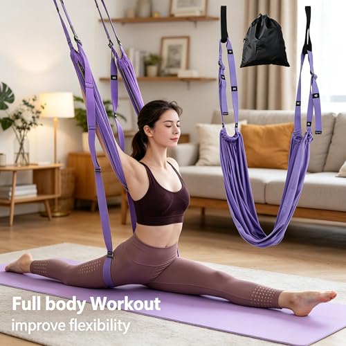 2026 New Adjustable Yoga Stretching Strap with Door Anchor, Multi-Functional Leg & Back Flexibility Trainer for Pilates, Aerial Yoga, Splits, Dance, Gymnastics, Physical Therapy