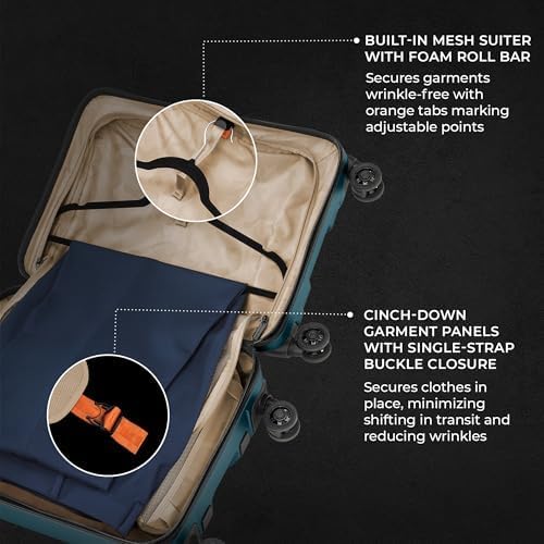 Briggs & Riley 21 Inch International Carry-On Luggage with Wheels - Small Rolling Hard Shell Heavy Duty Suitcase with Laptop Compartment - 360 Spinner Wheels - Torq Collection - Ocean - color: Ocean, size: 21"