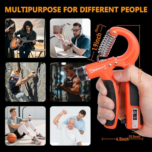 JKSHMYT Grip Strength Trainer Kits (5 Pack), Adjustable Resistance Forearm Strengthener, Hand Gripper Strengthener for Muscle Building - color: Orange