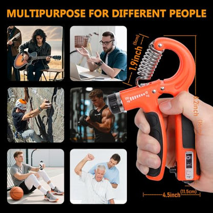 JKSHMYT Grip Strength Trainer Kits (5 Pack), Adjustable Resistance Forearm Strengthener, Hand Gripper Strengthener for Muscle Building - color: Orange