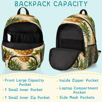 Pineapple Laptop Backpack for Women Men, 18.3 Inch Travel Work Backpacks, Fruit Waterproof Computer Casual Daypack Nurse Teacher Bags - color: Multicolor 15