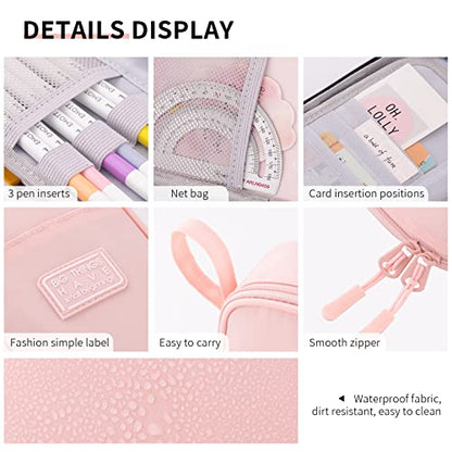 CICIMELON Durable Pencil Case Big Storage Pen Pouch Bag for School Supplies Office College Teen Girls Adults, Pink - color: Pink