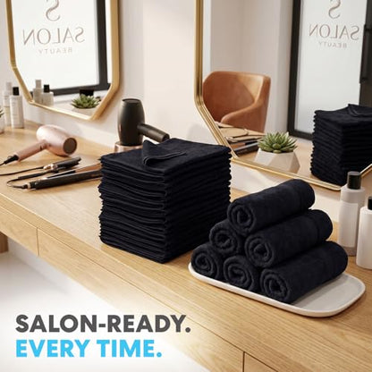 Simpli-Magic Cotton Hand Towels, 16"x27", Black, Not Bleach Proof, 12 Count - color: Black