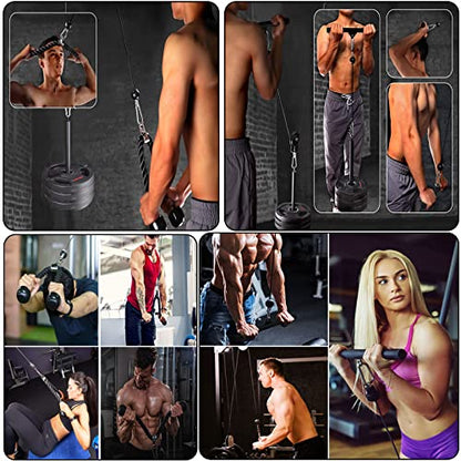 Taeku LAT Pulley System for Home Gym – Strength Training Fitness Equipment Cable Machine for Triceps, Biceps, Back & Shoulder Workouts - color: Cable + Adapter