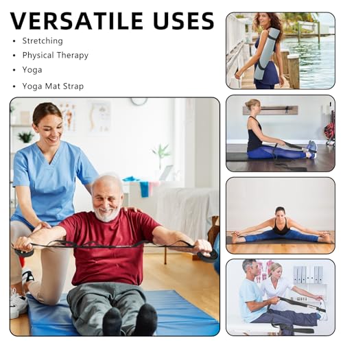 AGREJO Stretching Strap Yoga Strap Physical Therapy for Home Workout, 10 Loops Non-Elastic Stretch Band for Pilates, Flexibility, Exercise and Gymnastics - color: 2-Pack Black/Black