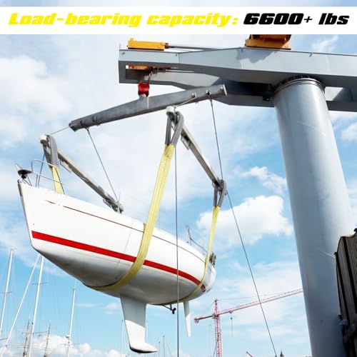 4 Pcs Watercraft Lift Sling 6600 Lbs Flat Lifting Sling 44'' Tow Straps Heavy Duty Boat Hoist Straps Yellow for Personal Life Rafts PWC