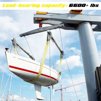 4 Pcs Watercraft Lift Sling 6600 Lbs Flat Lifting Sling 44'' Tow Straps Heavy Duty Boat Hoist Straps Yellow for Personal Life Rafts PWC