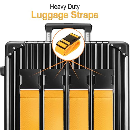 Luggage Straps for Suitcases TSA Approved Travel Belt 4 Pack by Chelmon (Yellow) - color: Yellow