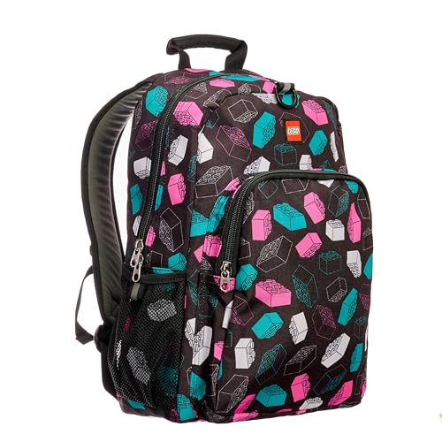 LEGO Iconic Prints Kids School Backpack Bookbag, for Travel, On-the-Go, Back to School, Boys and Girls, with Adjustable Padded Straps and Fun patterns, Multicolor Brick - color: Multicolor Brick, style: Heritage Style