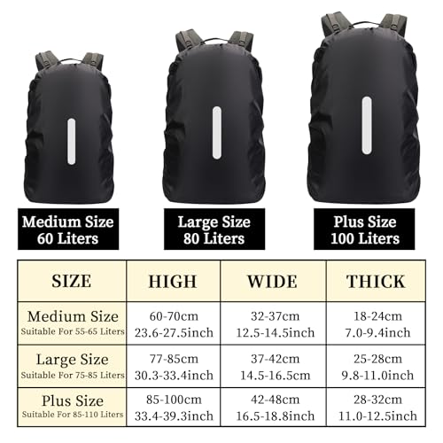 15-110L Waterproof Backpack Rain Cover, Ultralight Rucksack Rain Cover with Reflective Strip & Anti-Slip Cross Buckle Straps & Storage Pouch for Hiking Camping Outdoor Traveling (Black) - color: 75-85L, Black