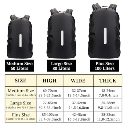 15-110L Waterproof Backpack Rain Cover, Ultralight Rucksack Rain Cover with Reflective Strip & Anti-Slip Cross Buckle Straps & Storage Pouch for Hiking Camping Outdoor Traveling (Black) - color: 55-65L, Black