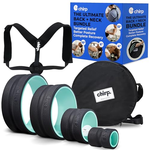 Chirp - Ultimate Back + Neck Bundle | 4-Pack Wheel Foam Roller Set for Back & Neck Pain Relief, Posture Corrector for Alignment & Support, 500lb Capacity, Includes Carrying Case, Mint