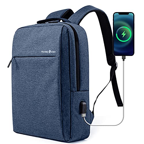 Laptop Backpack, Business Slim Durable 17 Inch Laptops Travel Backpacks with USB Charging Port, Backpacks Bookbag Computer Work Bag Gifts for Men Women Fits Notebook (Blue)