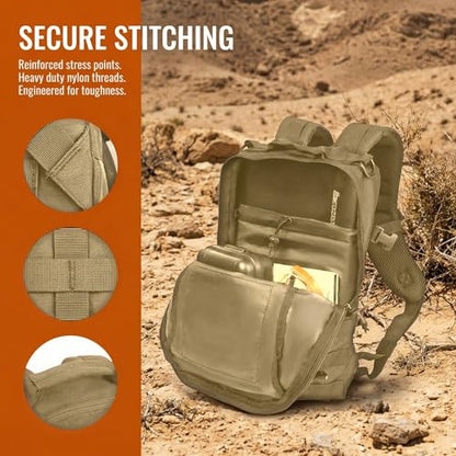Small Tactical Backpack Military Daypack 12L Molle Bag Rucksack Army Daypack for Outdoor,Hiking,Camping,Travel (Tan) - color: Tan