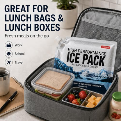 Reusable Ice Packs for Lunch Box Long Lasting Slim Gel Freezer Packs for Cooler Bag Cooler Backpack, Keeps Food Cold Fresh for Work & School (6.5"x7.5"x2P) - size: Small-2pk