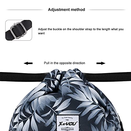 XEYOU Drawstring Sports Backpack Lightweight Gym Yoga Sackpack Shoulder Rucksack Casual Outdoor Daypack for Women and Men | Lightweight - color: Fantasy Leaves