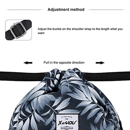 XEYOU Drawstring Sports Backpack Lightweight Gym Yoga Sackpack Shoulder Rucksack Casual Outdoor Daypack for Women and Men | Lightweight - color: Fantasy Leaves