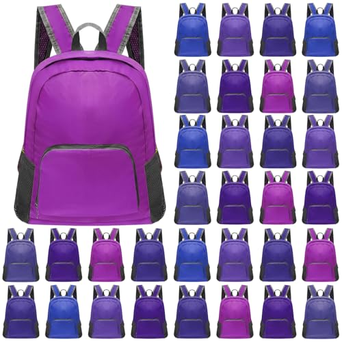 Patelai 48 Pcs 17" Backpacks in Bulk for School Kids Wholesale Bookbags Lightweight Back Pack for Girls Boys Outdoor Travel(Purple Color) - color: Purple
