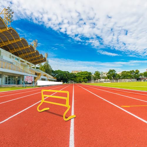 Happyyami Adjustable Height Soccer Agility Training Hurdles, Foldable Yellow Durable Speed Hurdles with Detachable Frame for Football and Athlete Footwork Drills