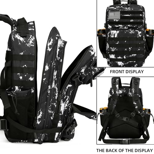 45L Military Tactical Backpacks 3 Days Assault PackBag Fitness Rucksack Hiking Molle Daypack (Black Lightning) - color: Black Lightning